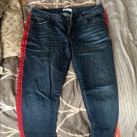 Denim jeans with red stripes. - Picture 1 of 2